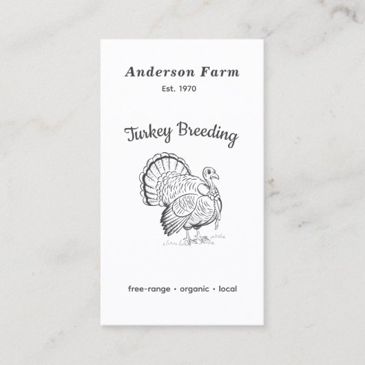 Einfache Türkei-Farm vertikal Visitenkarte (Vorderseite)