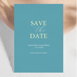 Einfache türkisblaue Hochzeit Save the Date Folieneinladung