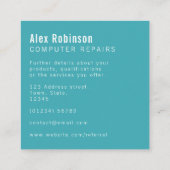 Einfache türkisblaue Visitenkarte (Rückseite)