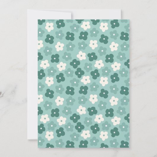 Einfache Türkisblume Wasserfarbe Geburt Ankündigung (Rückseite)