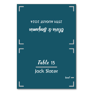 Einfache Türkise Handschriftliche Hochzeitstischka Tischnummer