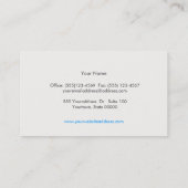 Einfache türkisfarbene Leinen Visitenkarte (Rückseite)