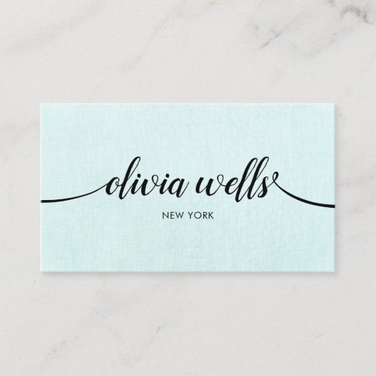 Einfache Türkisschrift Handgeschriebenes Script Sc Visitenkarte (Vorderseite)