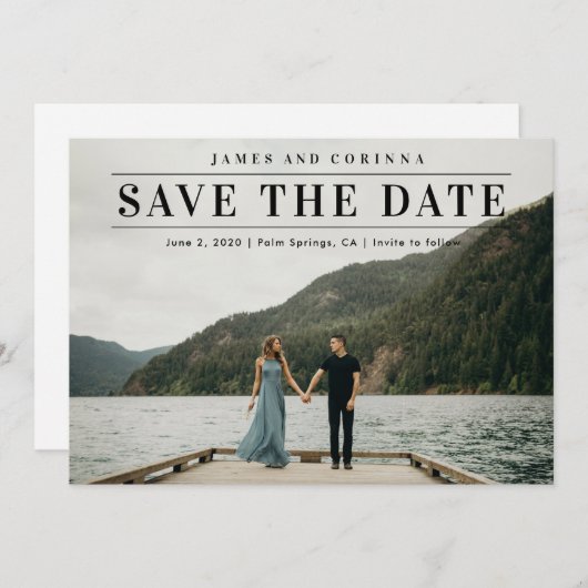 Einfache Tyopgrafie-Foto-Hochzeit Save The Date (Vorne/Hinten)