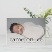 Einfache Typ Baby Birth Foto Ankündigung neutral (Stehend Vorderseite)