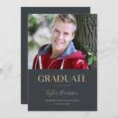 Einfache Typografie 1-Foto 2025 Graduationspartei Einladung (Vorne/Hinten)