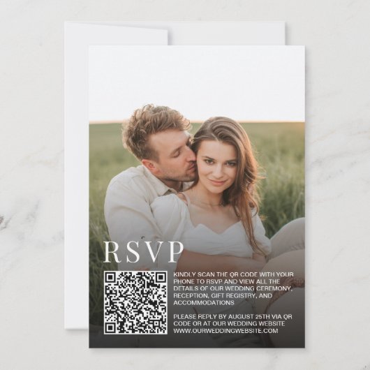 Einfache Typografie 2 Foto QR Code UAWG Wedding Einladung (Rückseite)