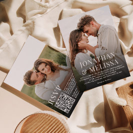 Einfache Typografie 2 Foto QR Code UAWG Wedding Einladung