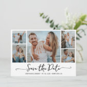 Einfache Typografie 5 Foto Collage Wedding Save The Date (Stehend Vorderseite)