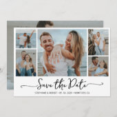 Einfache Typografie 5 Foto Collage Wedding Save The Date (Vorne/Hinten)