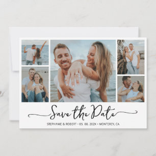 Einfache Typografie 5 Foto Collage Wedding Save The Date