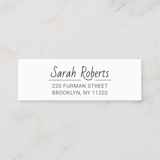 Einfache Typografie-Adresse 03. Script-Schriftart. Mini Visitenkarte (Vorderseite)