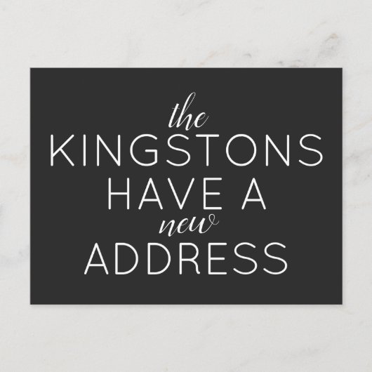 Einfache Typografie - Ankündigung über neue Adress (Vorderseite)