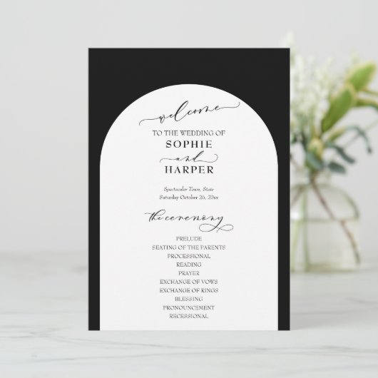 Einfache Typografie, Arch on Black Elegant Programm (Stehend Vorderseite)