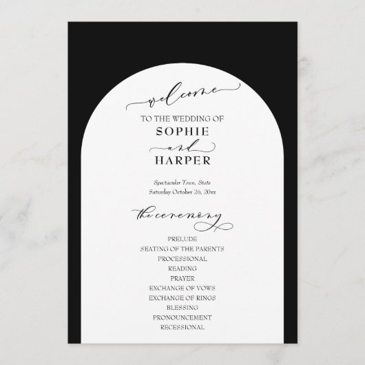 Einfache Typografie, Arch on Black Elegant Programm (Vorderseite)