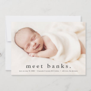 Einfache Typografie Baby-Foto-Geburt Ankündigung