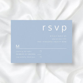 Einfache Typografie Blue Wedding RSVP Karte