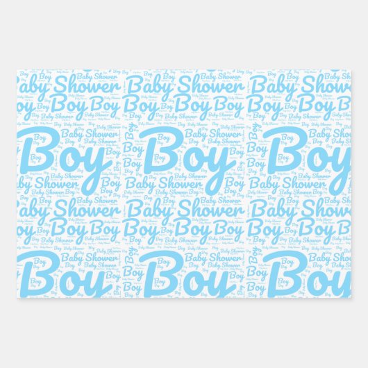 Einfache Typografie Boy Script Baby Dusche Geschenkpapier Set (Vorderseite)