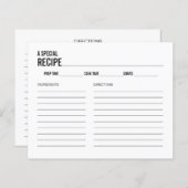 Einfache Typografie-Brautparty-Rezept-Karte (Vorne/Hinten)