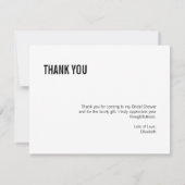 Einfache Typografie Bridal Danke Karte (Rückseite)