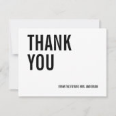 Einfache Typografie Bridal Danke Karte (Vorderseite)