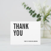 Einfache Typografie Bridal Danke Karte (Stehend Vorderseite)