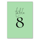Einfache Typografie Celadon Green Script Wedding Tischnummer (Rückseite)