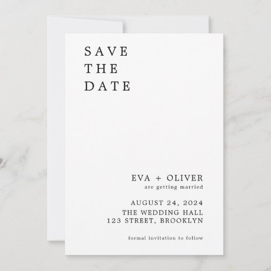 Einfache Typografie-Couple-Foto-Hochzeitseinladung Einladung (Rückseite)