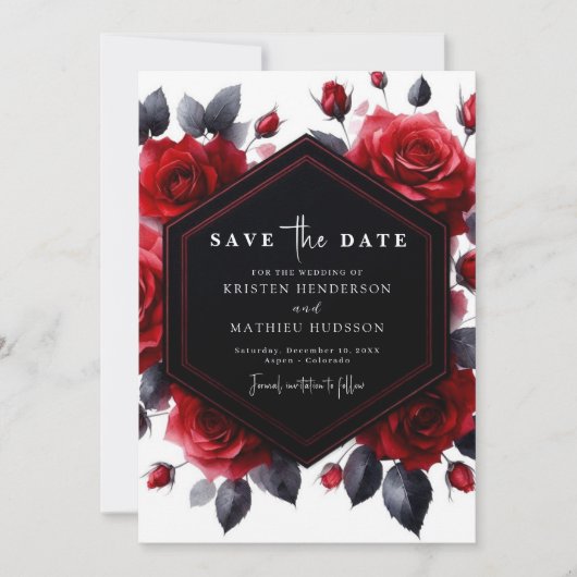 Einfache Typografie Crimson Red Wedding Save The Date (Vorderseite)