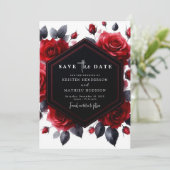 Einfache Typografie Crimson Red Wedding Save The Date (Stehend Vorderseite)