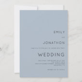 Einfache Typografie Custom Dusty Blue Wedding Einladung (Vorderseite)