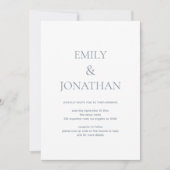 Einfache Typografie Dusty Blue QR Code Hochzeit Einladung (Vorderseite)