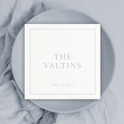 Einfache Typografie Dusty Blue Wedding Napkins Serviette