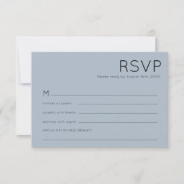 Einfache Typografie Dusty Blue Wedding RSVP Karte
