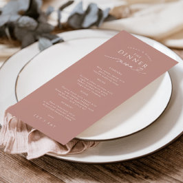 Einfache Typografie Dusty Rose Wedding Menu Menükarte