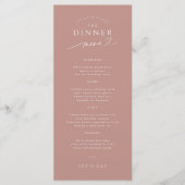 Einfache Typografie Dusty Rose Wedding Menu Menükarte (Vorderseite)