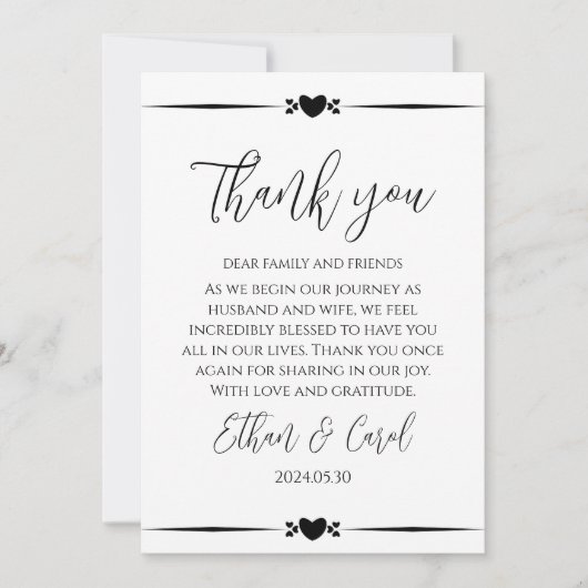 einfache Typografie-Ehe danke Karten (Vorderseite)