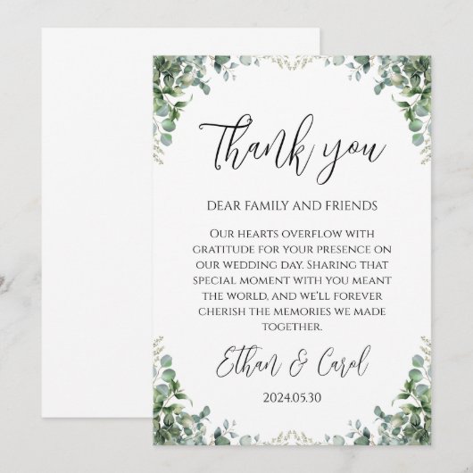 einfache Typografie-Ehe danke Karten (Vorne/Hinten)