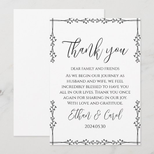 einfache Typografie-Ehe danke Karten (Vorne/Hinten)