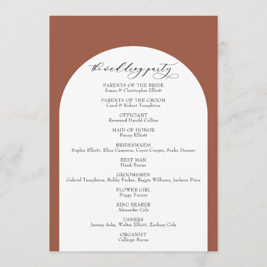 Einfache Typografie, Elegante Arch on Terracotta Programm (Rückseite)