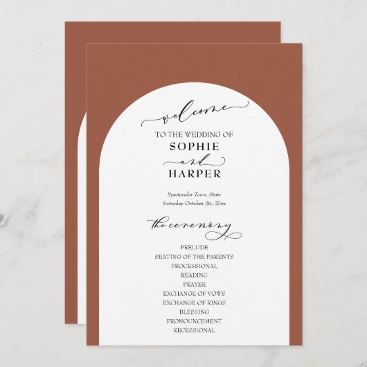 Einfache Typografie, Elegante Arch on Terracotta Programm (Vorne/Hinten)