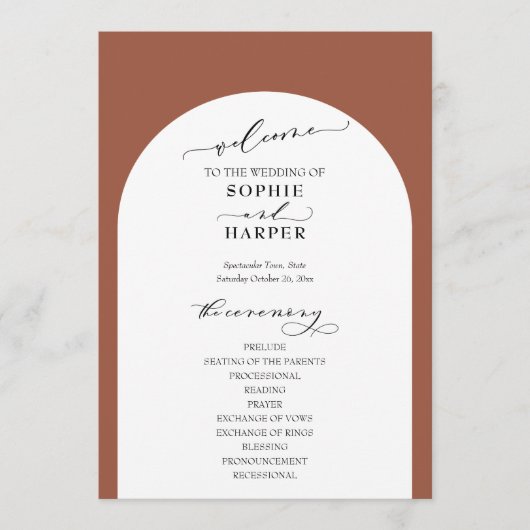 Einfache Typografie, Elegante Arch on Terracotta Programm (Vorderseite)