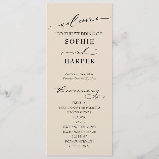 Einfache Typografie, elegante Creme Programm (Vorderseite)