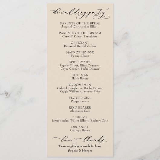 Einfache Typografie, elegante Creme Programm (Rückseite)