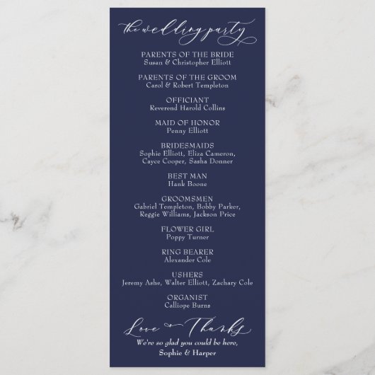 Einfache Typografie, elegante Kalligrafie, Navy Bl Programm (Rückseite)