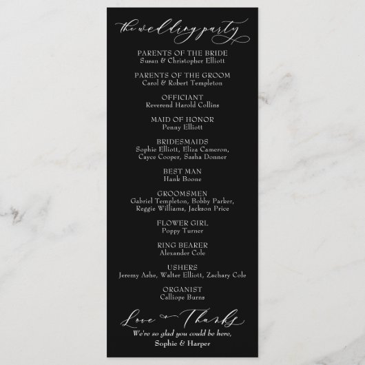 Einfache Typografie, elegante Kalligrafie Schwarz Programm (Rückseite)