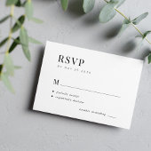 Einfache Typografie elegante Minimalhochzeit RSVP Karte