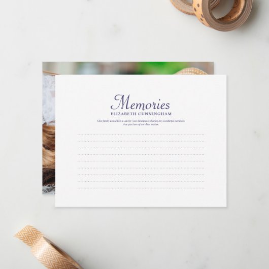 Einfache Typografie-Erinnerungen Foto-Gedächtnisan Mitteilungskarte (Vorderseite/Rückseite Beispiel)