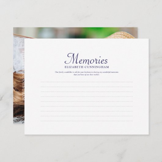 Einfache Typografie-Erinnerungen Foto-Gedächtnisan Mitteilungskarte (Vorne/Hinten)