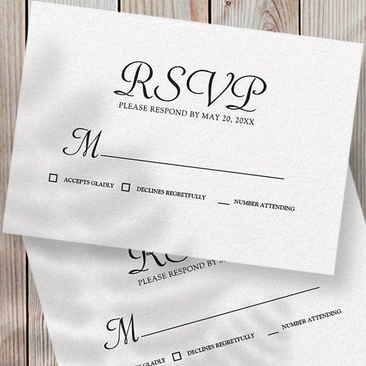Einfache Typografie-Erinnerungen-Gedenkantwort RSVP Karte